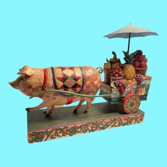 Jim Shore This Little Piggy Went To Market Pig Fruit Cart Heartwood Creek Enesco - Picture 6 of 16